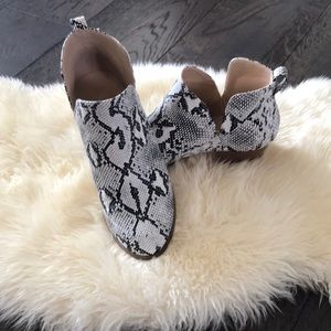Faux snakeskin ankle boots